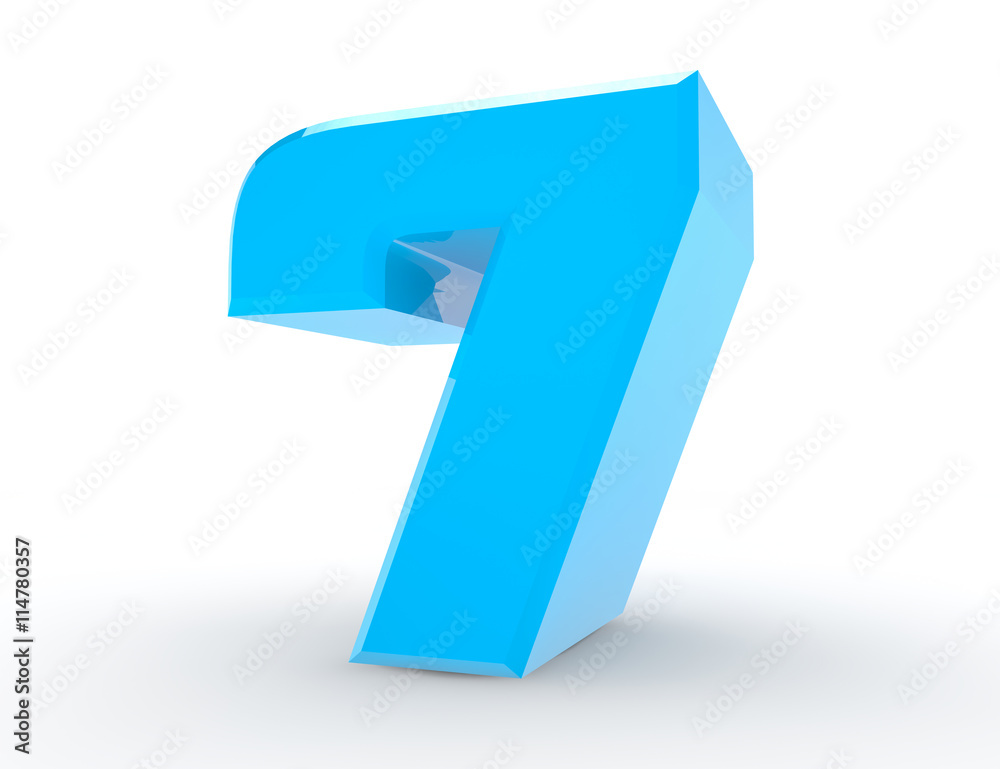 3d Blue number 7 on white background 3d rendering 3d Blue number 7 on white background 3d rendering