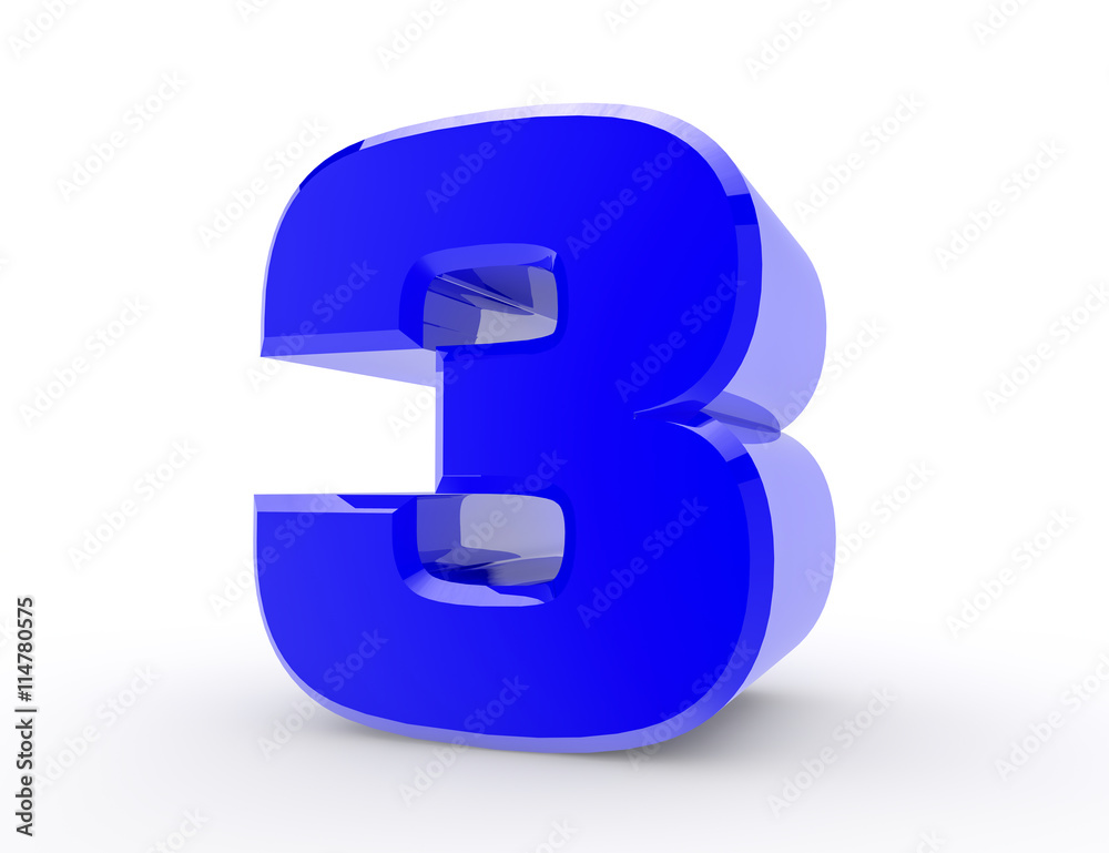 3d Blue number 3 on white background 3d rendering 3d Blue number 3 on white background 3d rendering