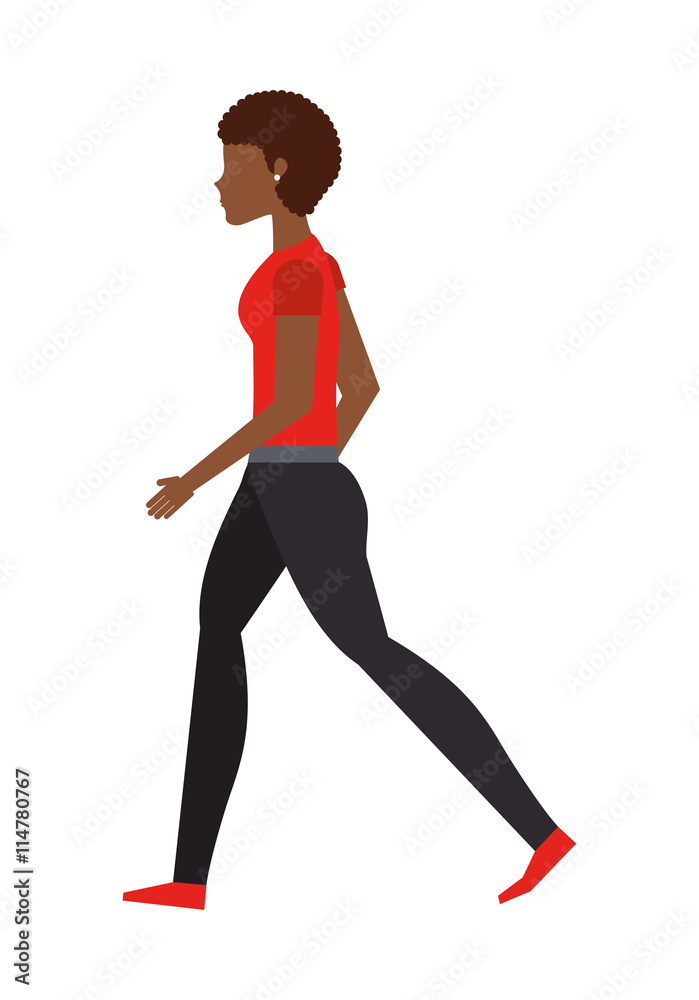 young woman walking isolated icon design