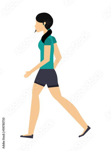young woman walking isolated icon design