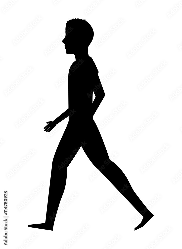 silhouette  young man walking isolated icon design