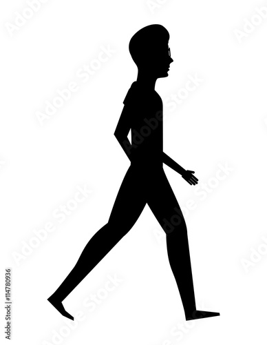 silhouette young man walking isolated icon design