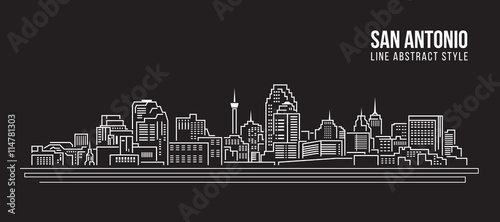 Cityscape Building Line art Vector Illustration design -  San Antonio city photo