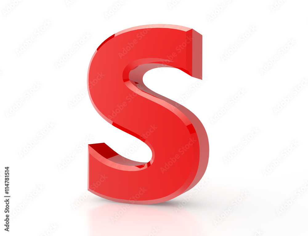 the red letter S on white background 3d rendering the red letter S on white background 3d rendering
