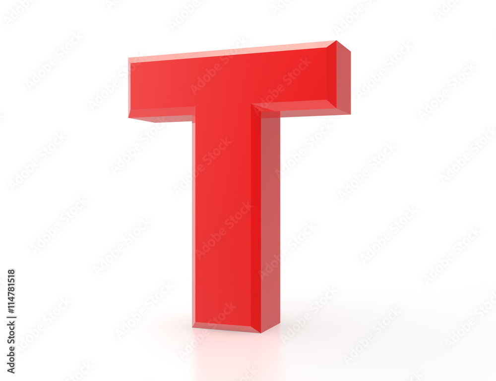 the red letter T on white background 3d rendering the red letter T on white background 3d rendering