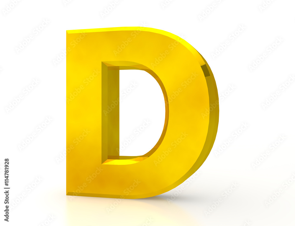 the Gold letter D on white background 3d rendering the Gold letter D on white background 3d rendering