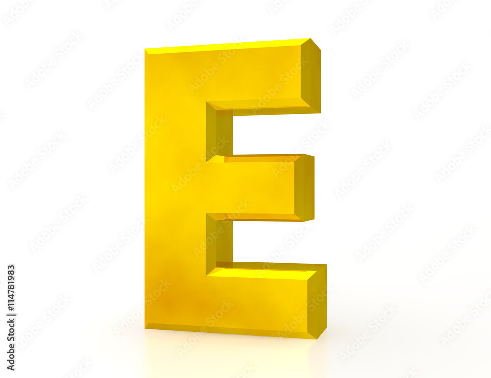Obraz premium the Gold letter E on white background 3d rendering