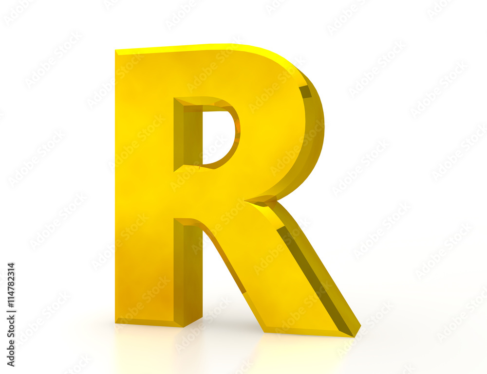 the Gold letter R on white background 3d rendering the Gold letter R on white background 3d rendering