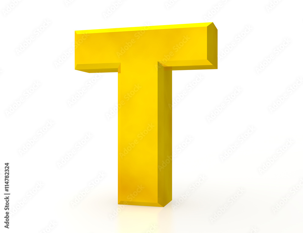 the Gold letter T on white background 3d rendering the Gold letter T on white background 3d rendering
