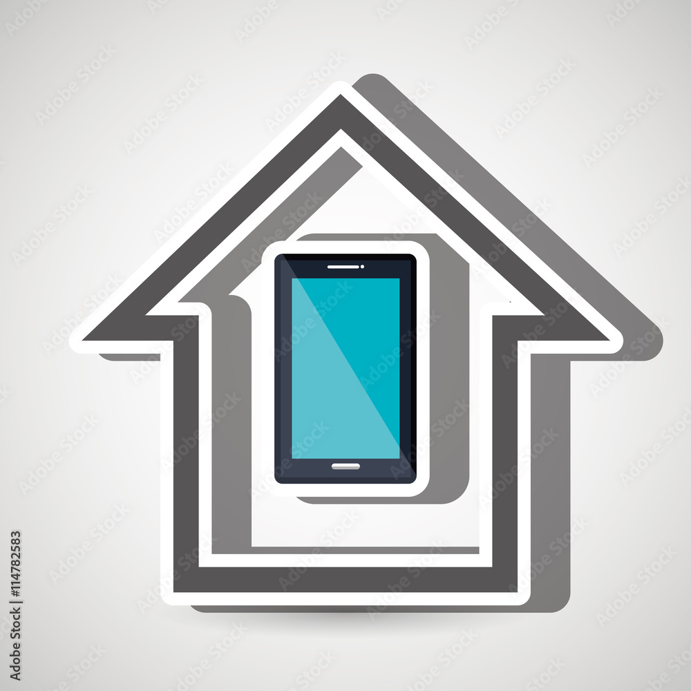 smart home with smartphone isolated icon design, vector illustration graphic smart home with smartphone isolated icon design, vector illustration graphic