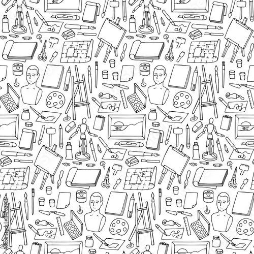 Seamless pattern with doodle art elements