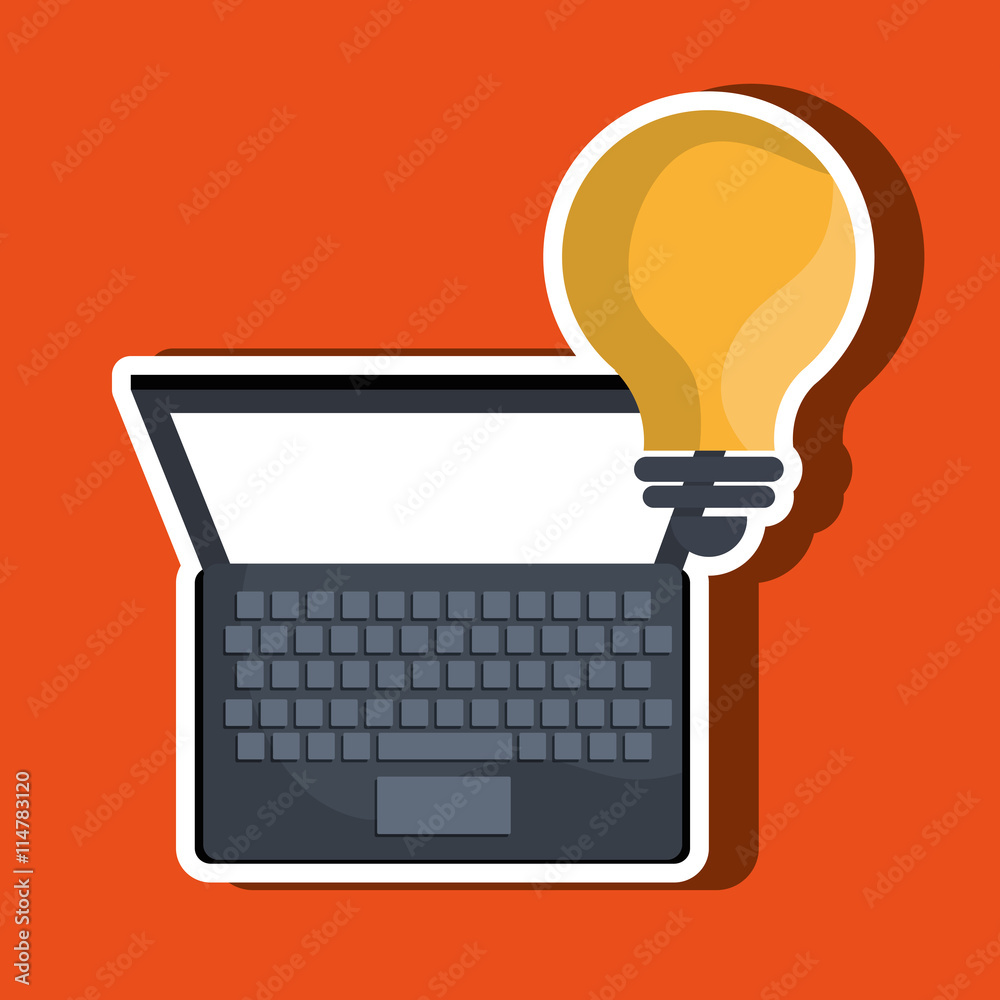 laptop computer with bulb isolated icon design, vector illustration graphic laptop computer with bulb isolated icon design, vector illustration graphic