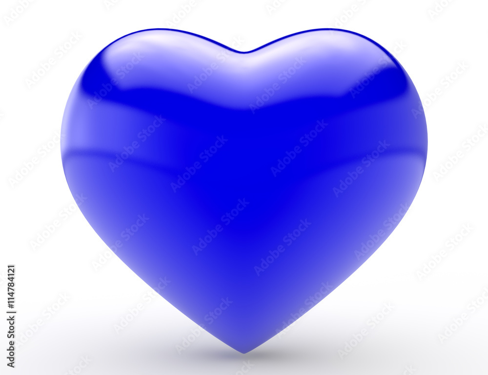 Big Blue Heart On White Background 3d rendering Big Blue Heart On White Background 3d rendering