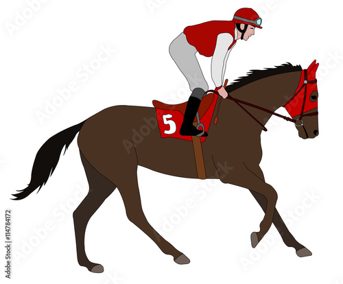 jockey riding race horse illustration 5