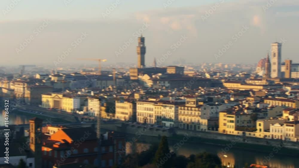 Italy Florence cityscape pan right at Christmas Italy Florence cityscape pan right at Christmas