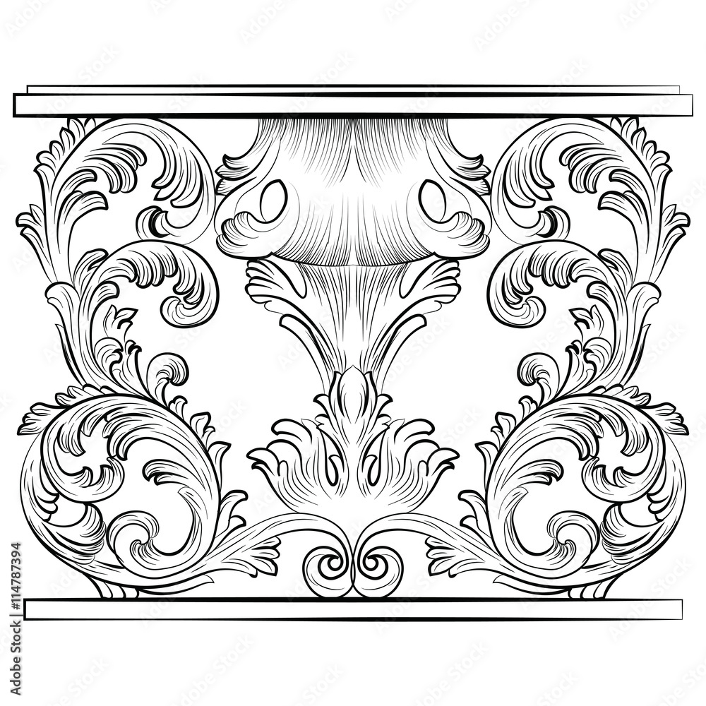 Fototapeta premium Rich Baroque Table. French Luxury rich carved ornaments furniture. Vector Victorian Royal Style furniture