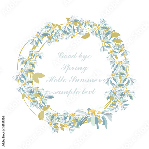 Watercolor Chamomile flowers wreath card. Vector Wedding with Chamomile flowers. Greeting card in Vintage or Retro style