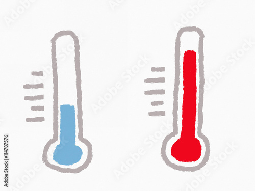 hand drawn thermometers hot and cold, hot topic hot temperature hot weather sudden change cool down to cold weather 