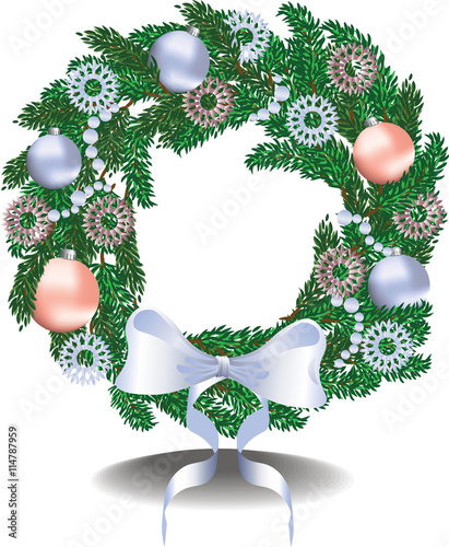 Christmas festive wreath. Vector illustration