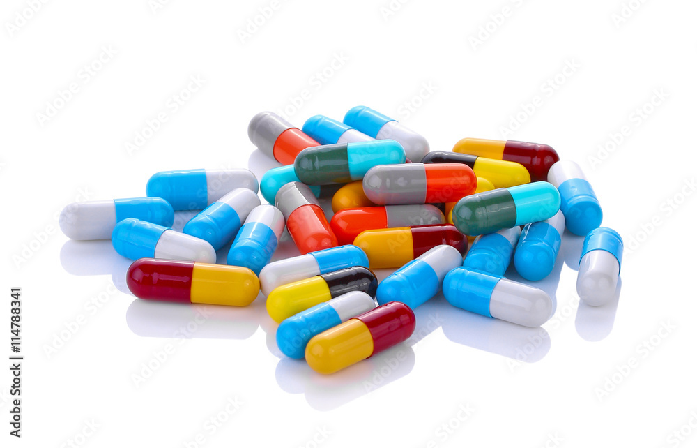 pills capsules isolated on white background pills capsules isolated on white background