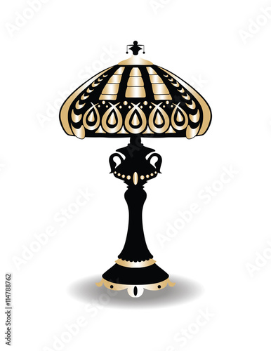 Vintage Baroque Classic lamp with luxury ornaments Golden Black. Vector
