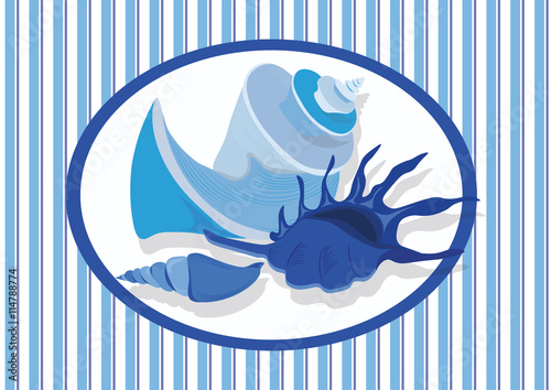 Vintage retro style Shell underwater Card. Vector Illustration background Card