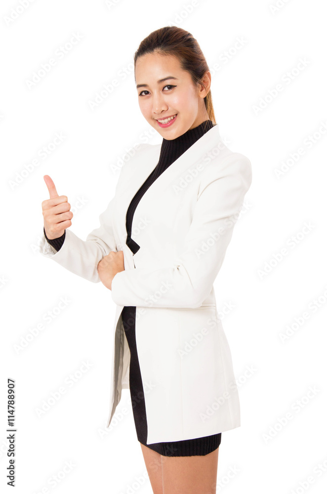 Portrait of smiling business woman Shows Thumb Up, isolated on white Background. Portrait of smiling business woman Shows Thumb Up, isolated on white Background.