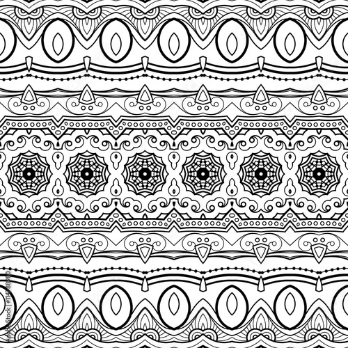 Vector Seamless Monochrome Ornate Pattern