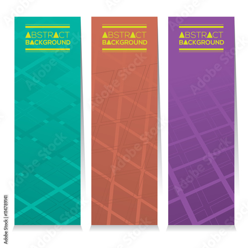 Vertical Banner Set Of Three Modern Graphic Theme Vector Illustration.