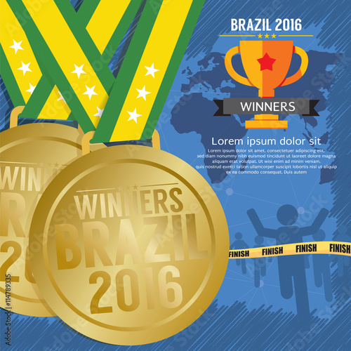 Top Medal Winner 2016 Sport Competition Concept Vector Illustration.