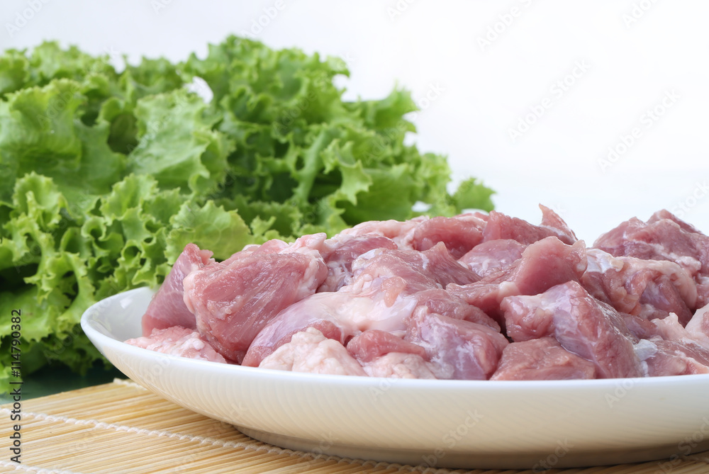 Fresh meat and green vegetables Fresh meat and green vegetables