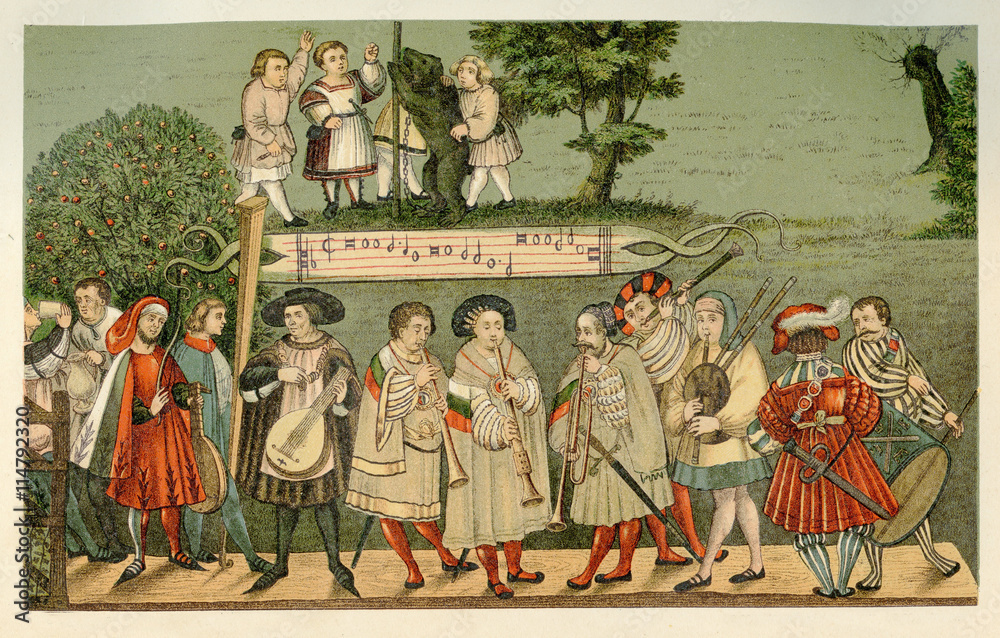 Renaissance minstrels playing in Augsburg