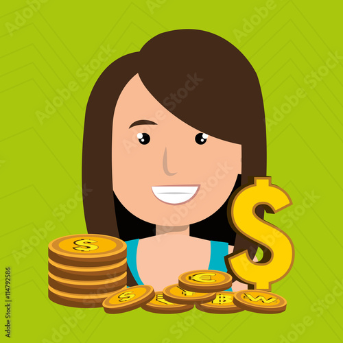 woman with coins isolated icon design, vector illustration  graphic 