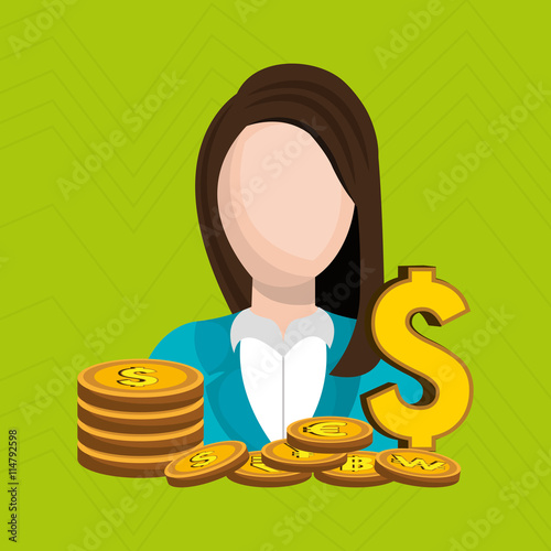 woman with coins isolated icon design, vector illustration  graphic 