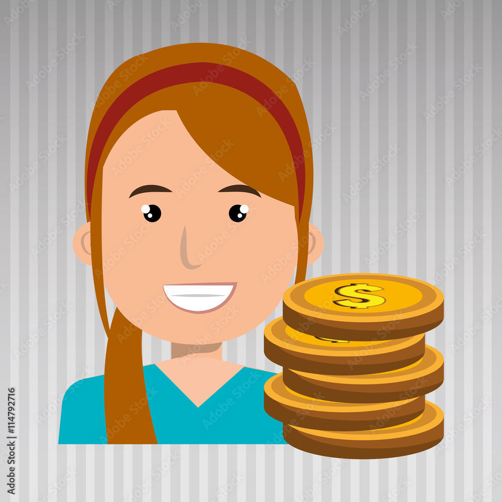 woman with coins isolated icon design, vector illustration graphic woman with coins isolated icon design, vector illustration graphic