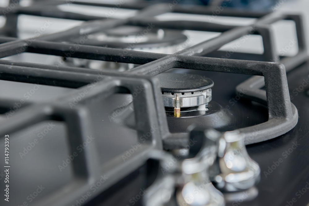 New and modern shining metal gas cooker