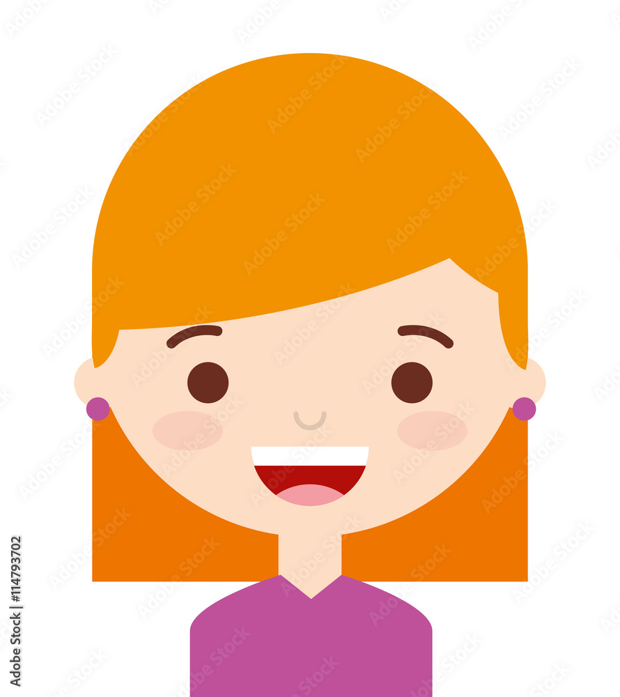 face little girl isolated icon design face little girl isolated icon design