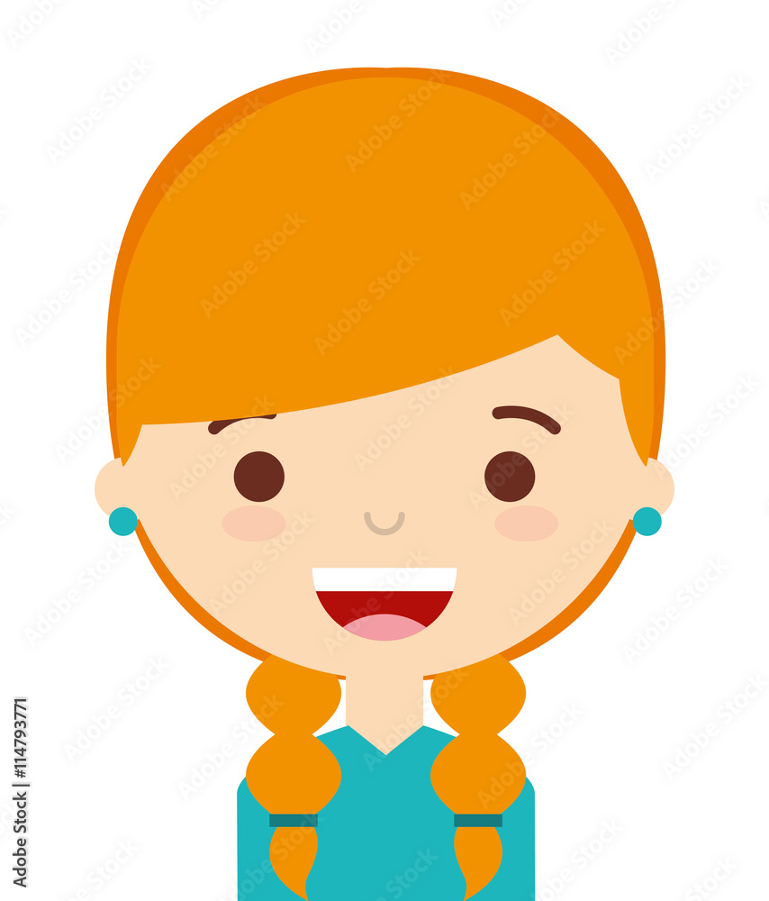 face little girl isolated icon design face little girl isolated icon design