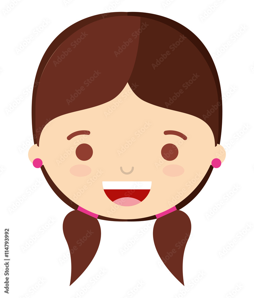 face little girl isolated icon design