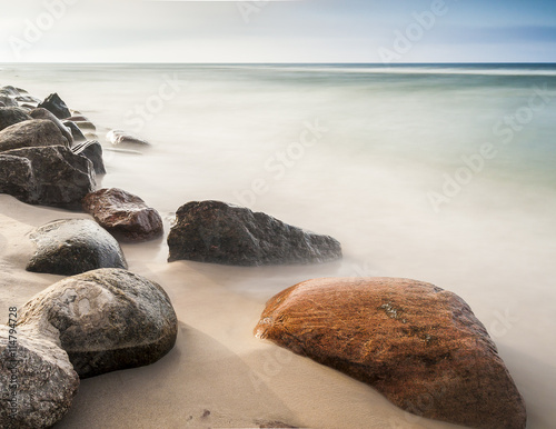 beautiful view of the Baltic Sea to the Polish town Rozewie photo