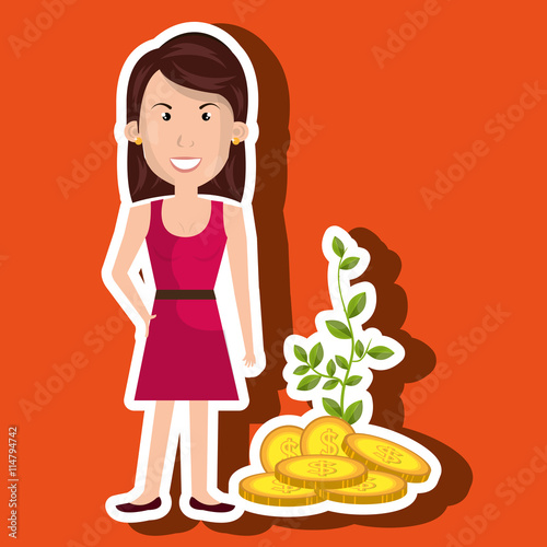 woman with coins isolated icon design, vector illustration  graphic 