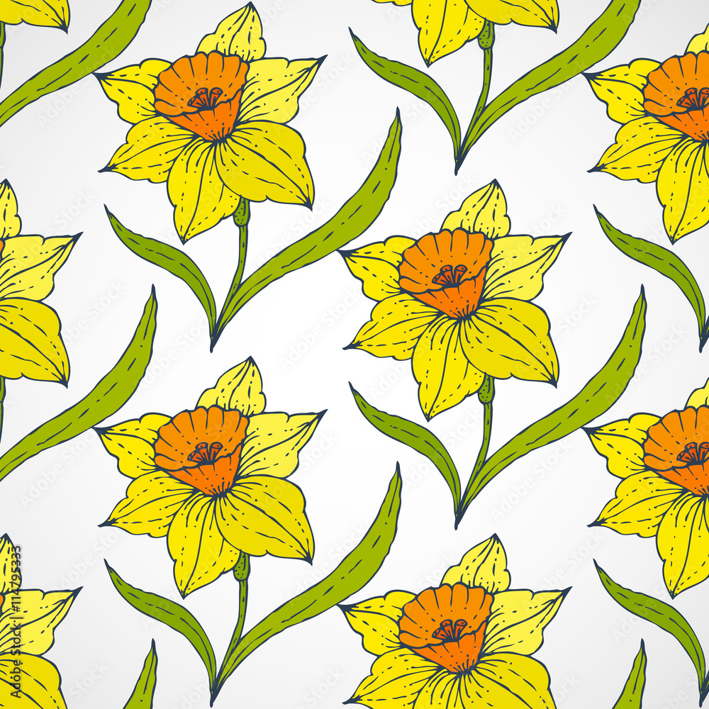 daffodil Vector seamless patterns daffodil Vector seamless patterns