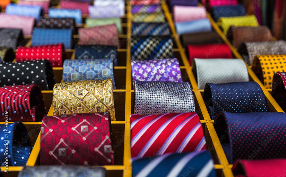 silk ties in the market in Venice silk ties in the market in Venice