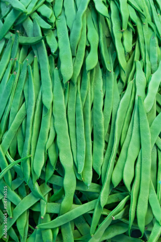 Heap green beans on the market Heap green beans on the market