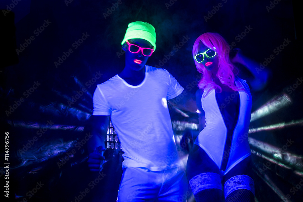 sexy neon glow couple party
