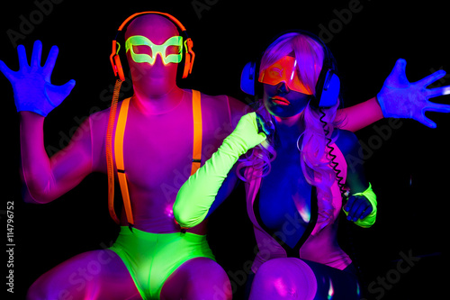 sexy neon glow couple party