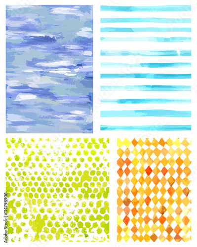 Set of vector watercolor textures representing four seasons of y