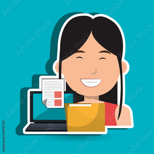 computer user filing documents isolated icon design, vector illustration graphic 