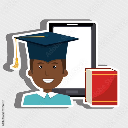 graduate online education isolated icon design, vector illustration  graphic  photo