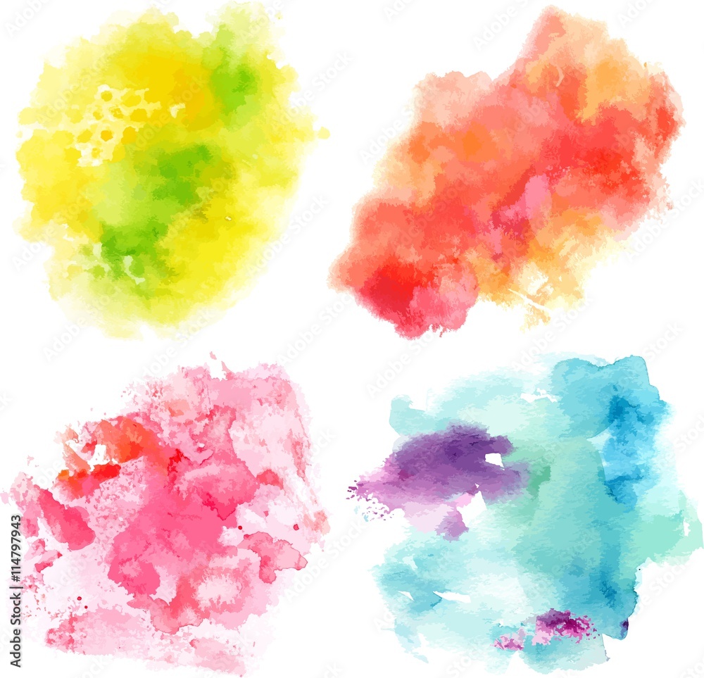 Set of vector watercolor textures representing four seasons of y